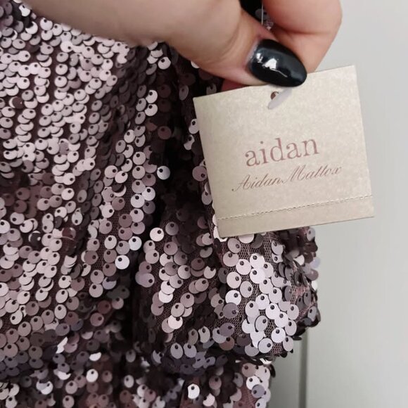 NWT Aidan Maddox Pewter Silver Sequin Dress - Picture 4 of 4